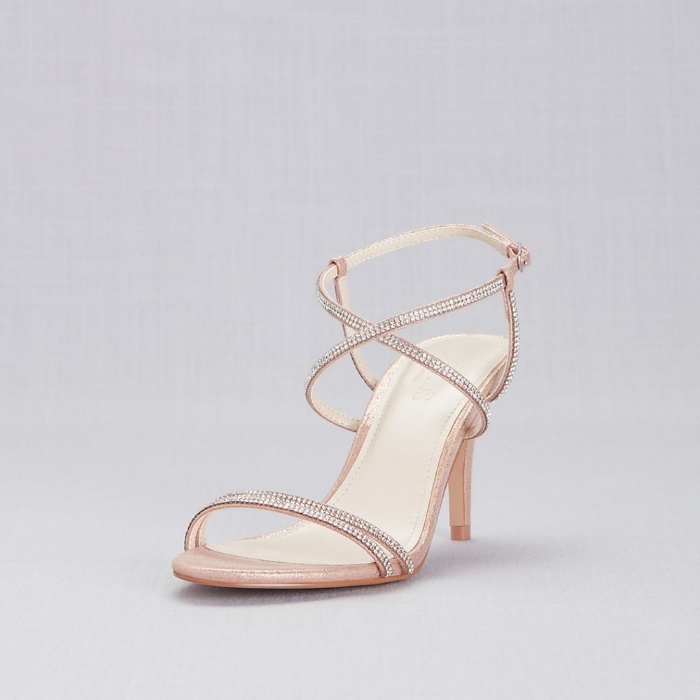 David's Bridal Lyla Rose Gold Strappy Heels Size 7